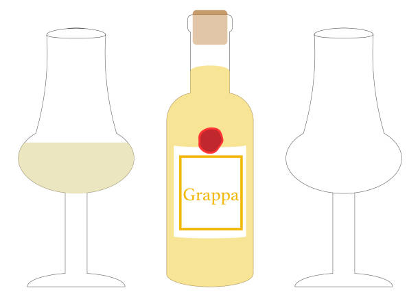 grappa und glas für grappa - wine rack illustrations stock-grafiken, -clipart, -cartoons und -symbole