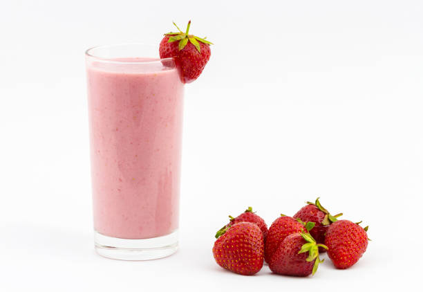 istock Glass of strawberry smoothie 1406167344