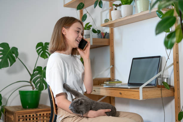 istock Young woman working on laptop from home. 1406173557