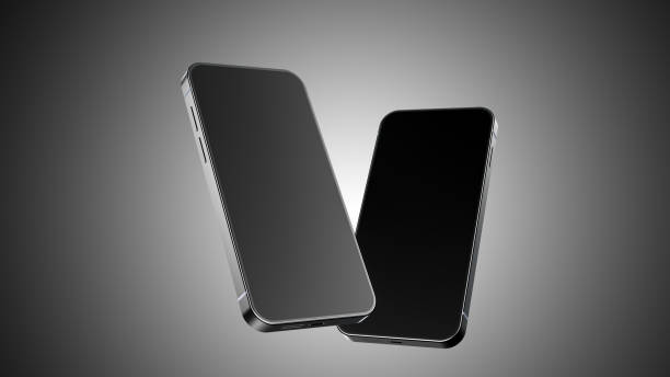 istock Metallic phone Mock-Up and light from behind on black background. 1406173788