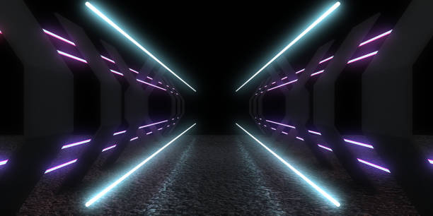 istock 3D abstract background with neon lights. neon tunnel  .space construction . .3d illustration 1406174443