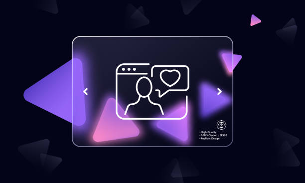 istock Meeting website line icon. Correspondence, love, sympathy, couple, relationship, summary, heart, romance. Acquaintance concept. Glassmorphism style. Vector line icon for Business and Advertising 1406175071