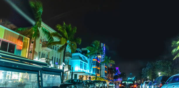 istock Traffic in Ocean Drive at night 1406175574