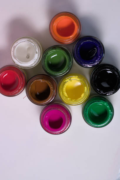 istock Colorful and vibrant Fabric color bottles 1406177691