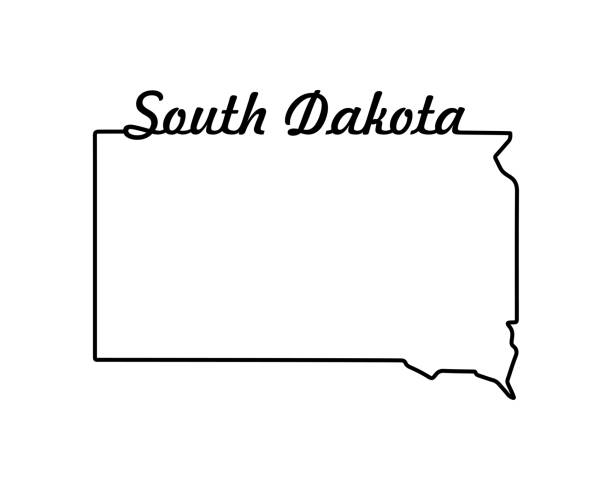 illustrations, cliparts, dessins animés et icônes de carte de l’état américain. symbole de contour du dakota du sud. illustration vectorielle - map dakota south dakota north