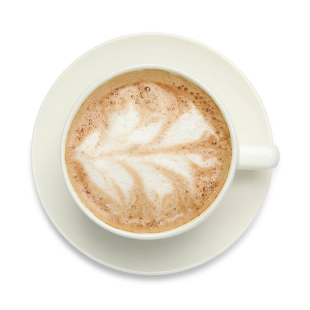 istock Cup of hot coffee isolated on white, top view 1406183536