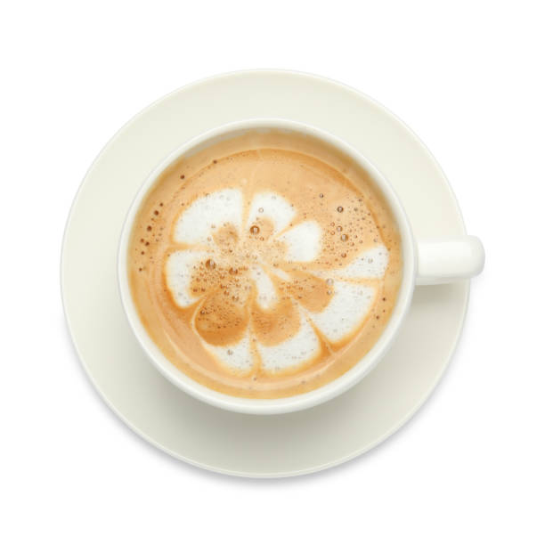 istock Cup of hot coffee isolated on white, top view 1406183562