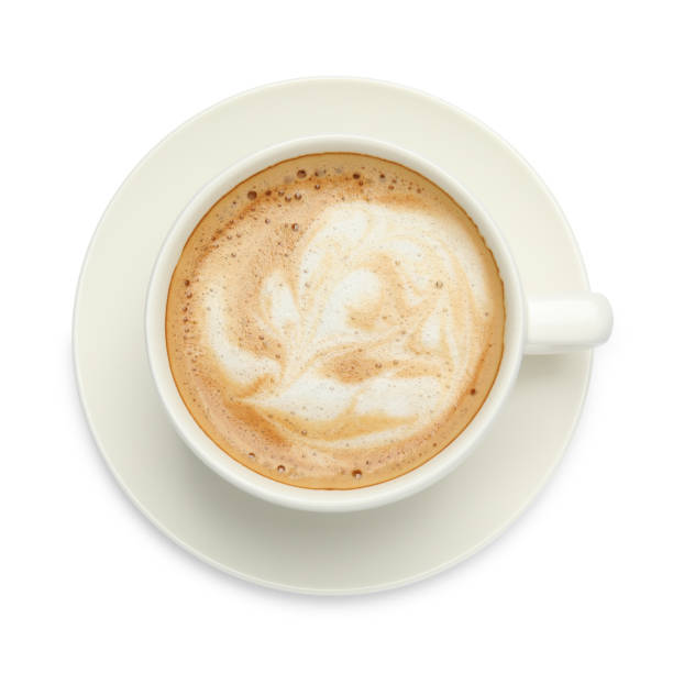 istock Cup of hot coffee isolated on white, top view 1406183584