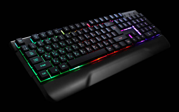 istock Gaming keyboard with RGB light on black 1406185166