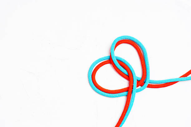 istock Red and blue cords shaped into a heart symbol 1406185551