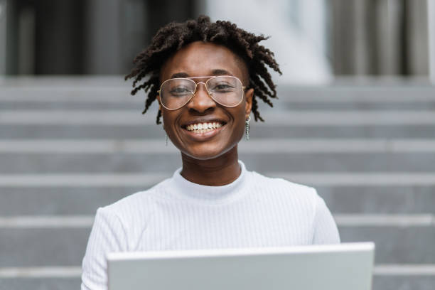 istock African American female working on distance. 1406186518