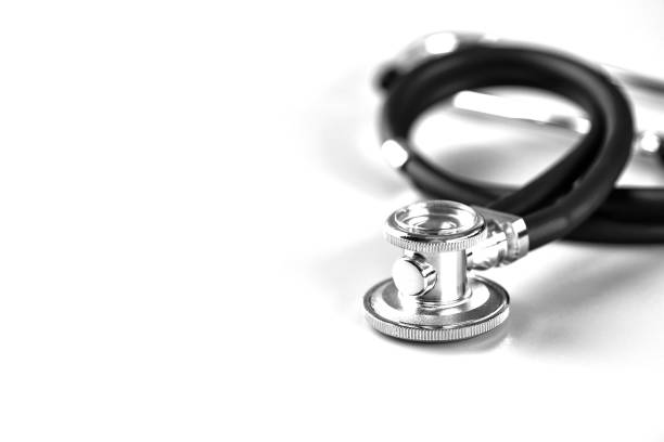 Medical concept image. Stethoscope on white background close up.A lot copy space around the product.Blue stethoscope.Healthcare.