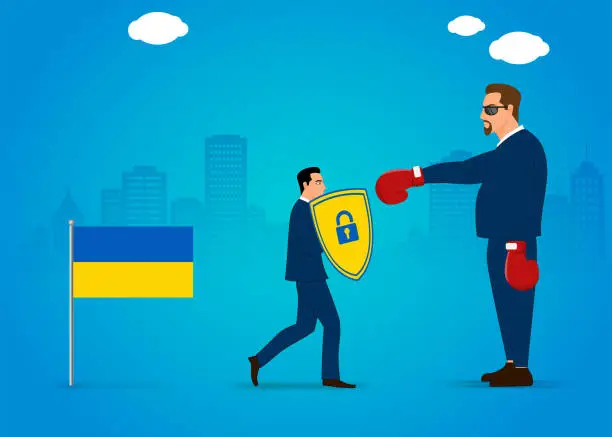 Vector illustration of Protection and defence of Ukraine