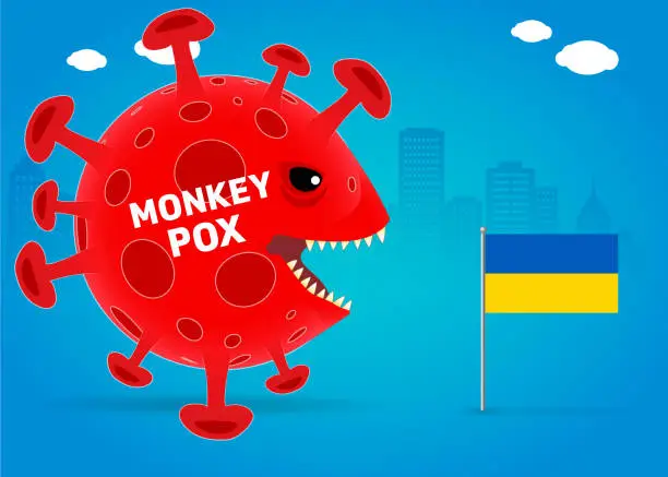 Vector illustration of Monkeypox contamination in Ukraine.