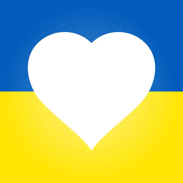 Vector illustration of Flag of Ukraine with heart, patriotism, citizenship, love and togetherness.