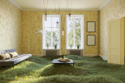 istock Living room with grass 1406189911