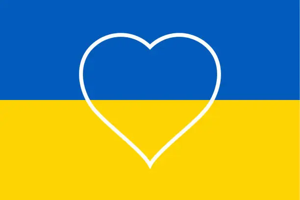 Vector illustration of Flag of Ukraine with heart and love
