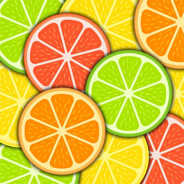 Vector illustration of Colorful Set of Fresh Orange