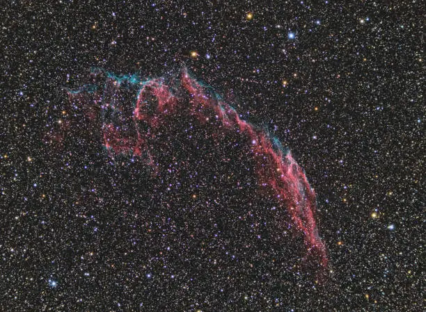 The Veil Nebula, a supernova remnant. Cloud  of heated and ionized gas and dust in the constellation Cygnus.