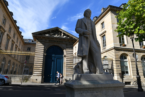 Paris, France-06 29 2022:The Collège de France, formerly known as the Collège Royal or as the Collège impérial founded in 1530 by François I, is a higher education and research establishment in France. It is located in Paris near La Sorbonne.