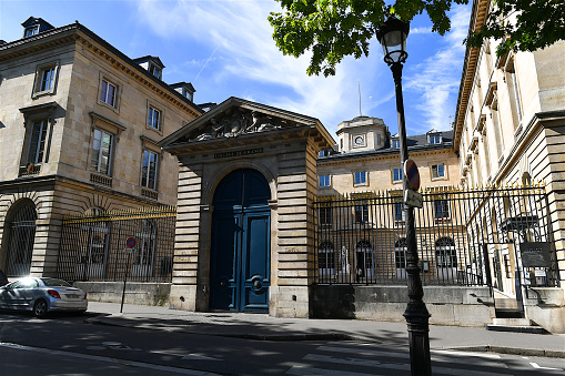 Paris, France-06 29 2022:The Collège de France, formerly known as the Collège Royal or as the Collège impérial founded in 1530 by François I, is a higher education and research establishment in France. It is located in Paris near La Sorbonne.