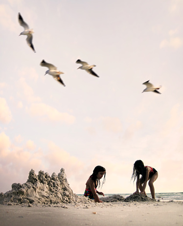 Children playing on the beach in Florida