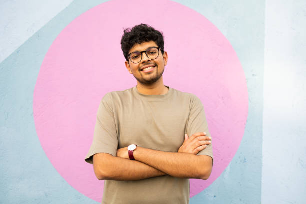 Portrait of a young handsome Indian man. stock photo