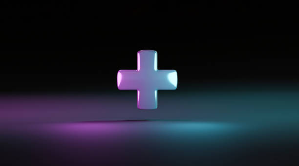 istock Plus sign on dark technology background for positive thinking mindset of personal development benefit and health insurance concept by 3d rendering. 1406198133