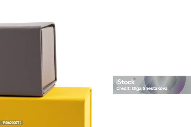 Gray Box Map Yellow Yellow And Grey Box For Decorate Or Keep Something On White Background ...