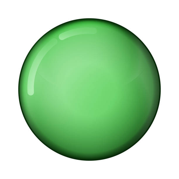 istock Glass green ball or precious pearl. Glossy realistic ball, 3D abstract vector illustration highlighted on a white background. Big metal bubble with shadow 1406202111