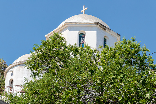 Naxos Greece 06-02-2022. Orthodox church at Melanes traditional village in Naxos. Greece.