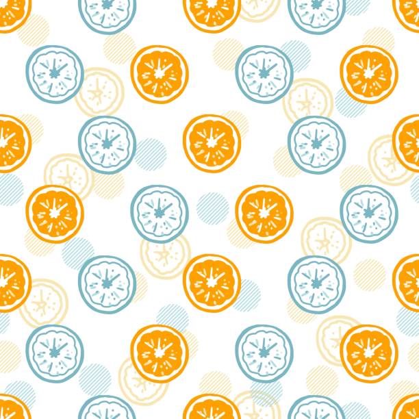 illustrations, cliparts, dessins animés et icônes de abstract lemon slices fresh summer vector graphique seamless pattern - lemon portion citrus fruit juice