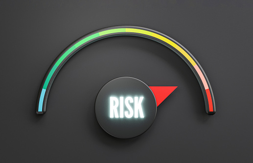 Risk level indicator rating of low middle and high on for Risk management and assessment concept by 3d render illustration.