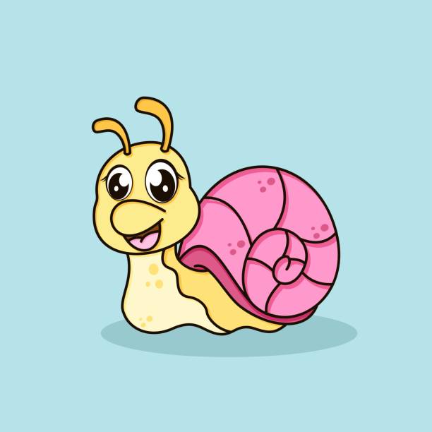 niedliche schnecken-cartoon-vektor-symbol-illustration. flacher cartoon-stil - snail white background mollusk mucus stock-grafiken, -clipart, -cartoons und -symbole