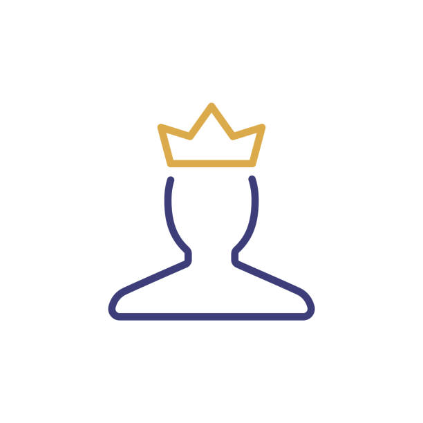 Customer membership client crown icon. VIP member king pictogram stroke person membership premium service Customer membership client crown icon. VIP member king pictogram stroke person membership premium service. internet fame stock illustrations