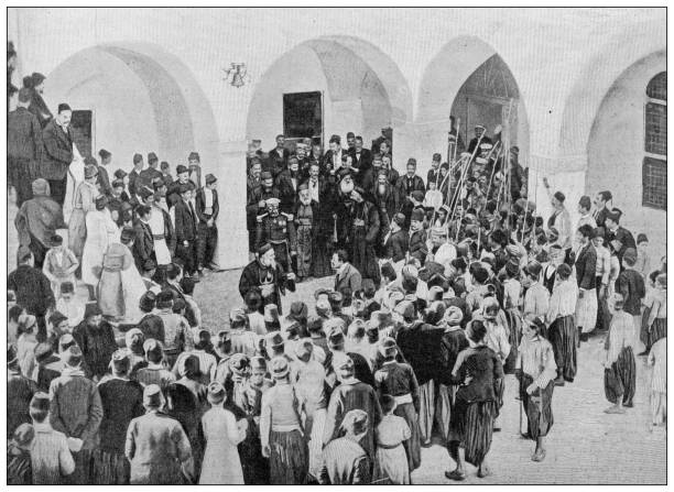 istock Antique photo: French army in Lebanon, Maronites patriarch visit, Bkerke 1406206510