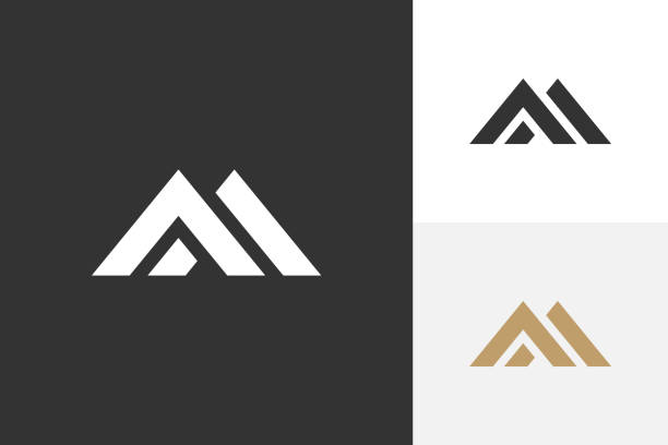 letter m or mountain logo design letter m or mountain logo design letter m stock illustrations