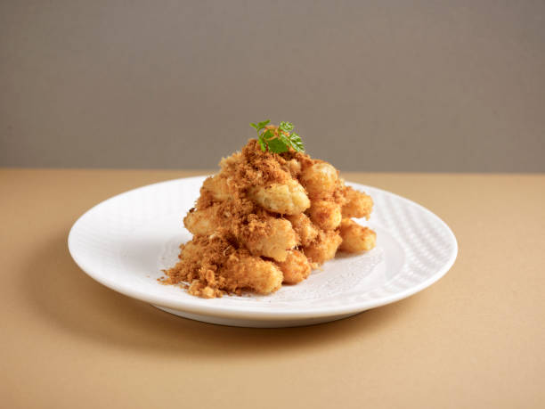 istock crispy fried eggplant with pork floss served in a dish isolated on background side view 1406214093