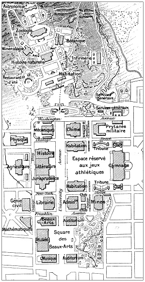 Antique illustration: California University plan blueprint