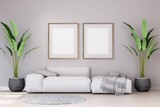 istock Mock up poster frame in modern interior background 1406216990