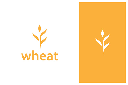 simple minimal wheat grain logo design vector