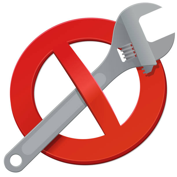 illustrations, cliparts, dessins animés et icônes de interdiction des réparations (découpe) - adjustable wrench wrench clipping path red