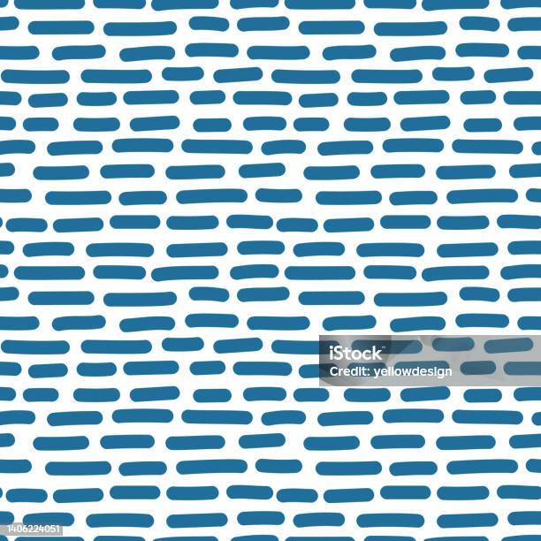 Blue Broken Line Endless Wallpaper Hand Drawn Dash Lines Seamless ...
