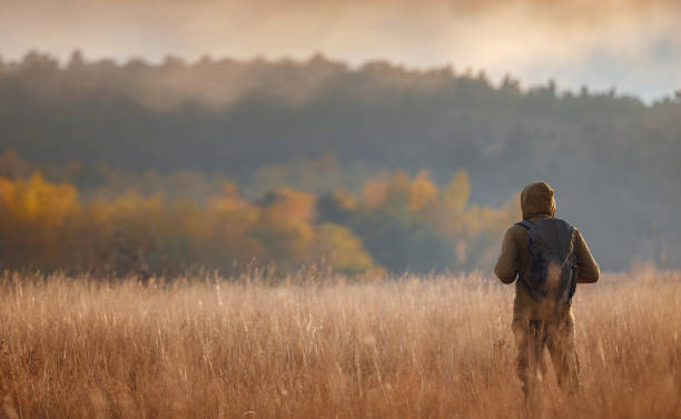 istock Young handsome man posing in autumn forest. 1406224114