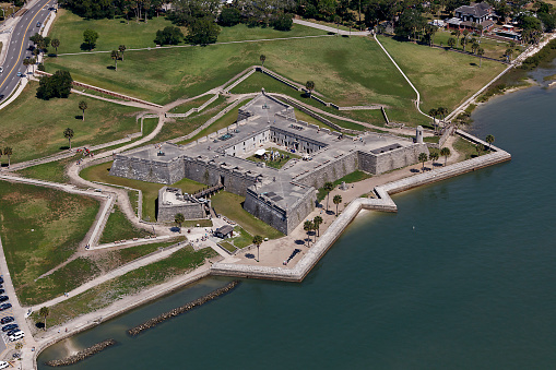 Aerial view of Castillo de San Marcos National Monument St Augustine Florida photograph taken May 2022
