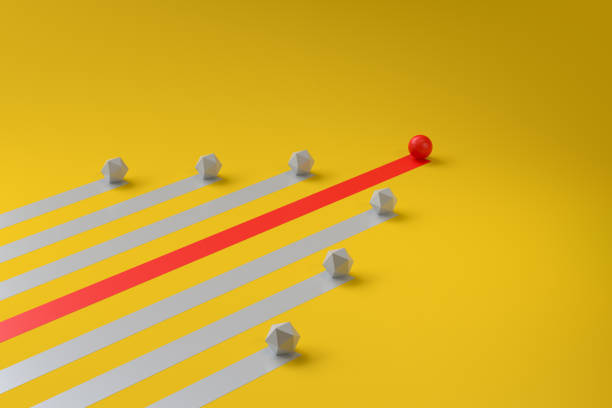 istock Leadership concept, One leader red sphere leads other white octahedron. Winning strategy in business, 3d rendering 1406227503