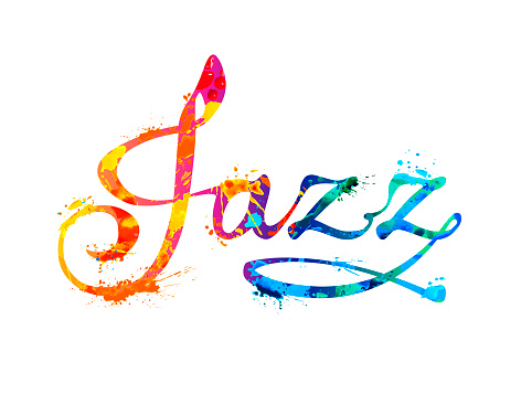 Jazz. Vector calligraphic word of watercolor splash paint