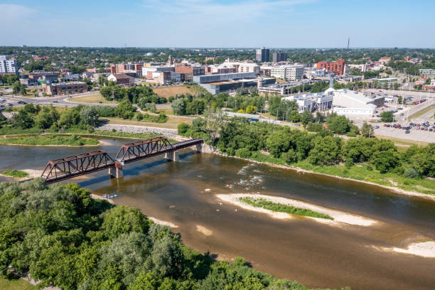 istock Aerial Rail Bridge at Grand River, Brantford, Canada 1406239121