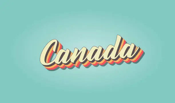Vector illustration of Canada is the most visited country in the world. Retro handwriting country name vector illustration