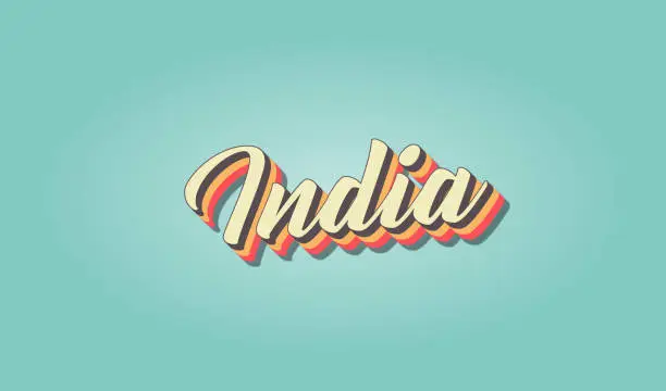 Vector illustration of India is the most visited country in the world. Retro handwriting country name vector illustration